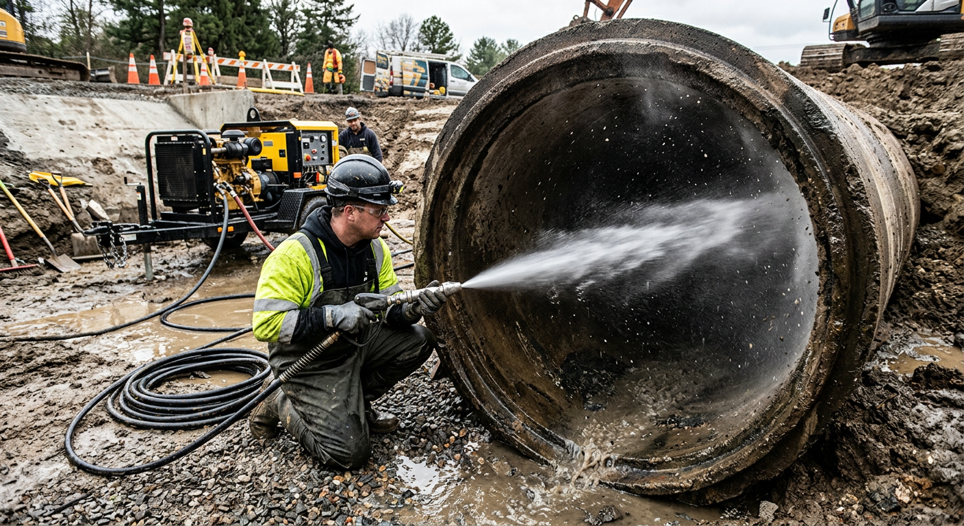 Hydrocurage haute pression pour débouchage de canalisation à Sartrouville
